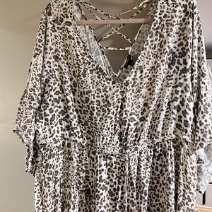 Torrid Babydoll Tunic Top, Size 3, Drawstring Waist, Strappy Back, Shark bite